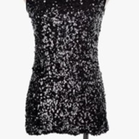Sequin Embellished Sleeveless Round Neck Tank Top black size small JESSICA - Picture 10 of 15